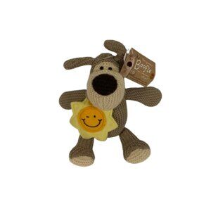 NWT Boofle Dog Doll Star Button Knitted Tan Cream Pup Stuffed Animal Toys Plush